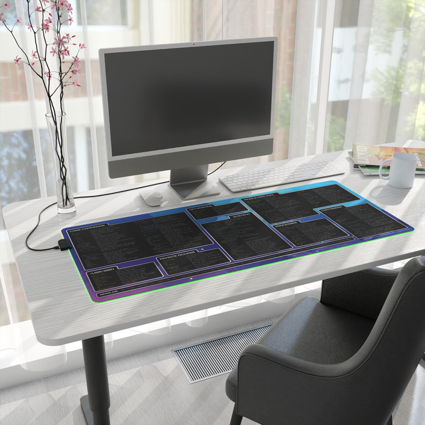 Shell Wizard 1.0 LED Linux CLI Reference Mat | Large | 35.4" x 15.7"